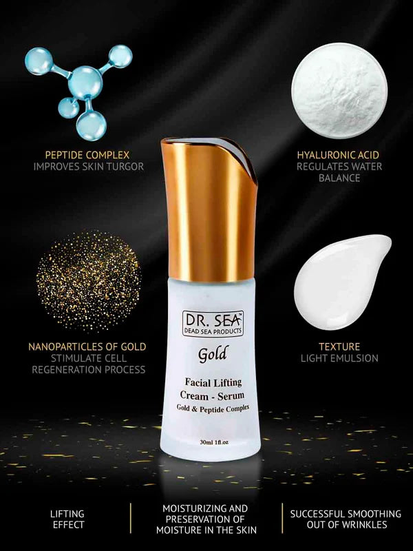 Facial lifting cream- serum with gold and peptide complex - SeasideSPA