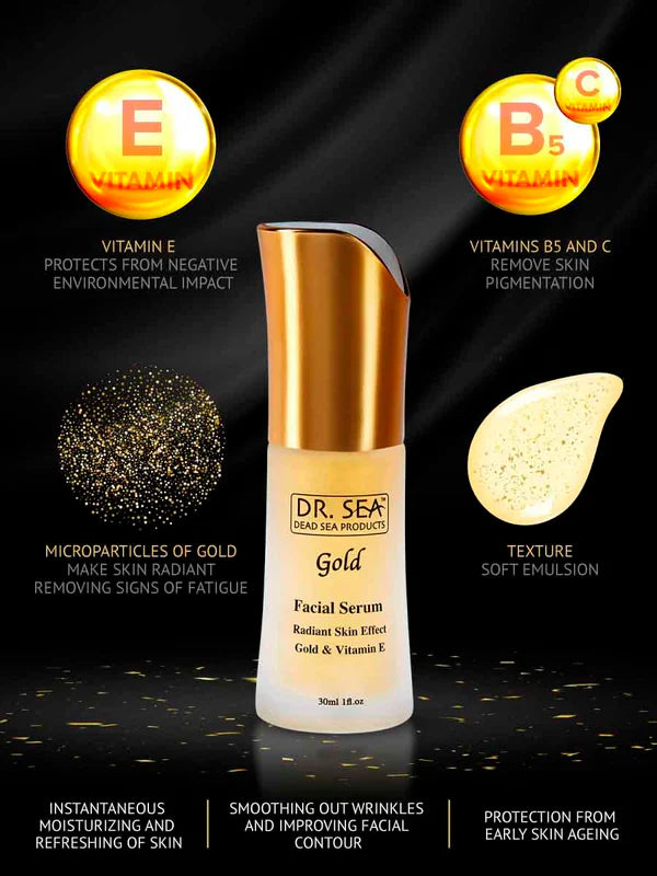 Facial serum with gold and vitamin E - radiant skin effect - SeasideSPA
