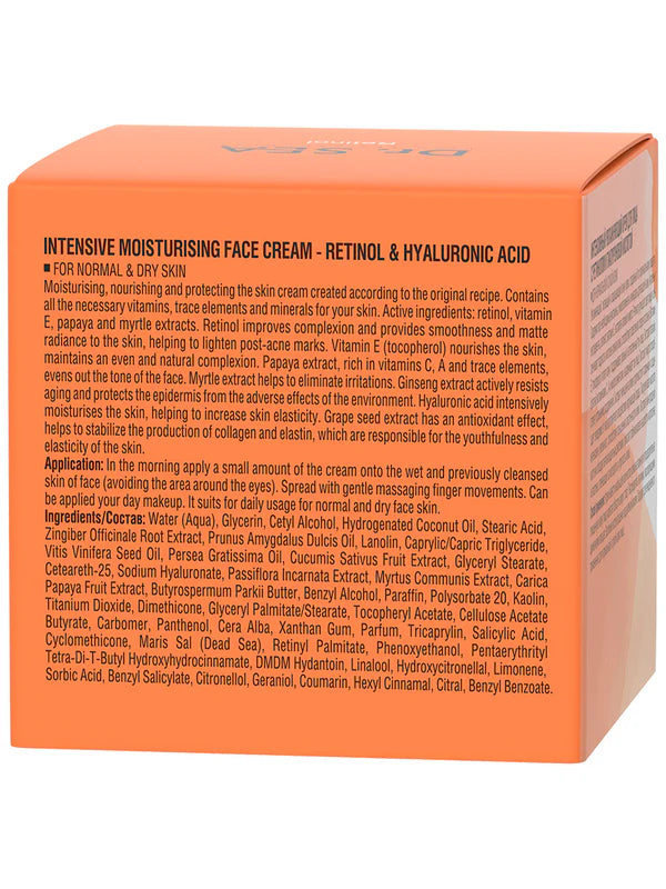 Intensive Moisturising Face Cream - Retinol & Hyaluronic Acid - SeasideSPA