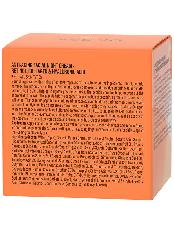 Anti-Aging Facial Night Cream - Retinol, Collagen & Hyaluronic - SeasideSPA
