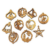 Olive Wood Christmas Ornaments – Handmade Set of 10 - SeasideSPA