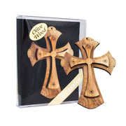 Handmade Olive Wood Wall Cross – Christian Holy Land Cross 3.14" - SeasideSPA
