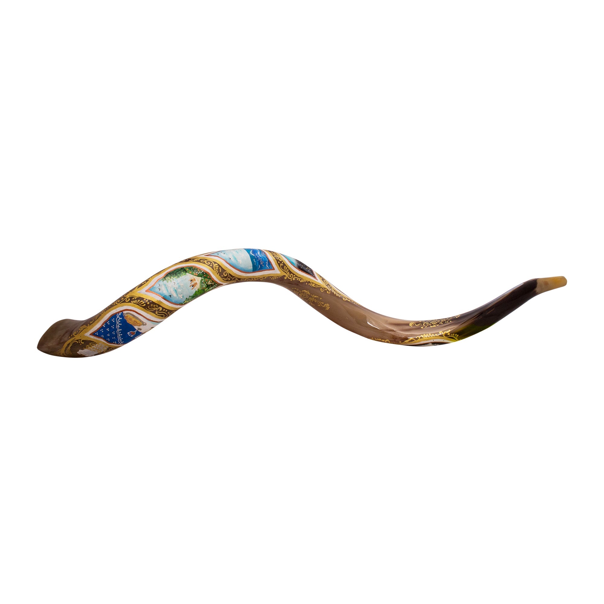 Hand Painted Kudu Shofar – Six Days of Creation Design 39.5"–41" - SeasideSPA