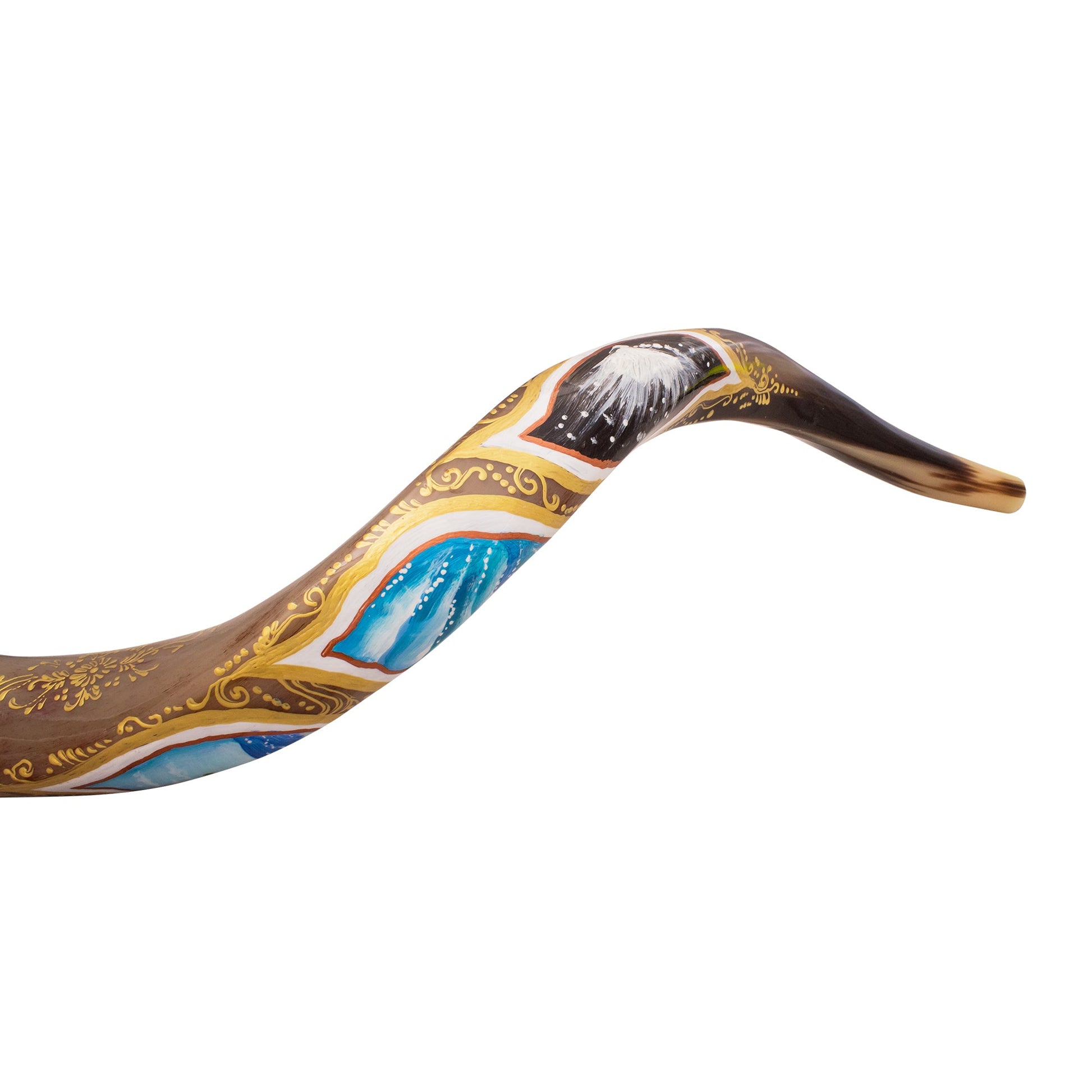 Hand Painted Kudu Shofar – Six Days of Creation Design 39.5"–41" - SeasideSPA