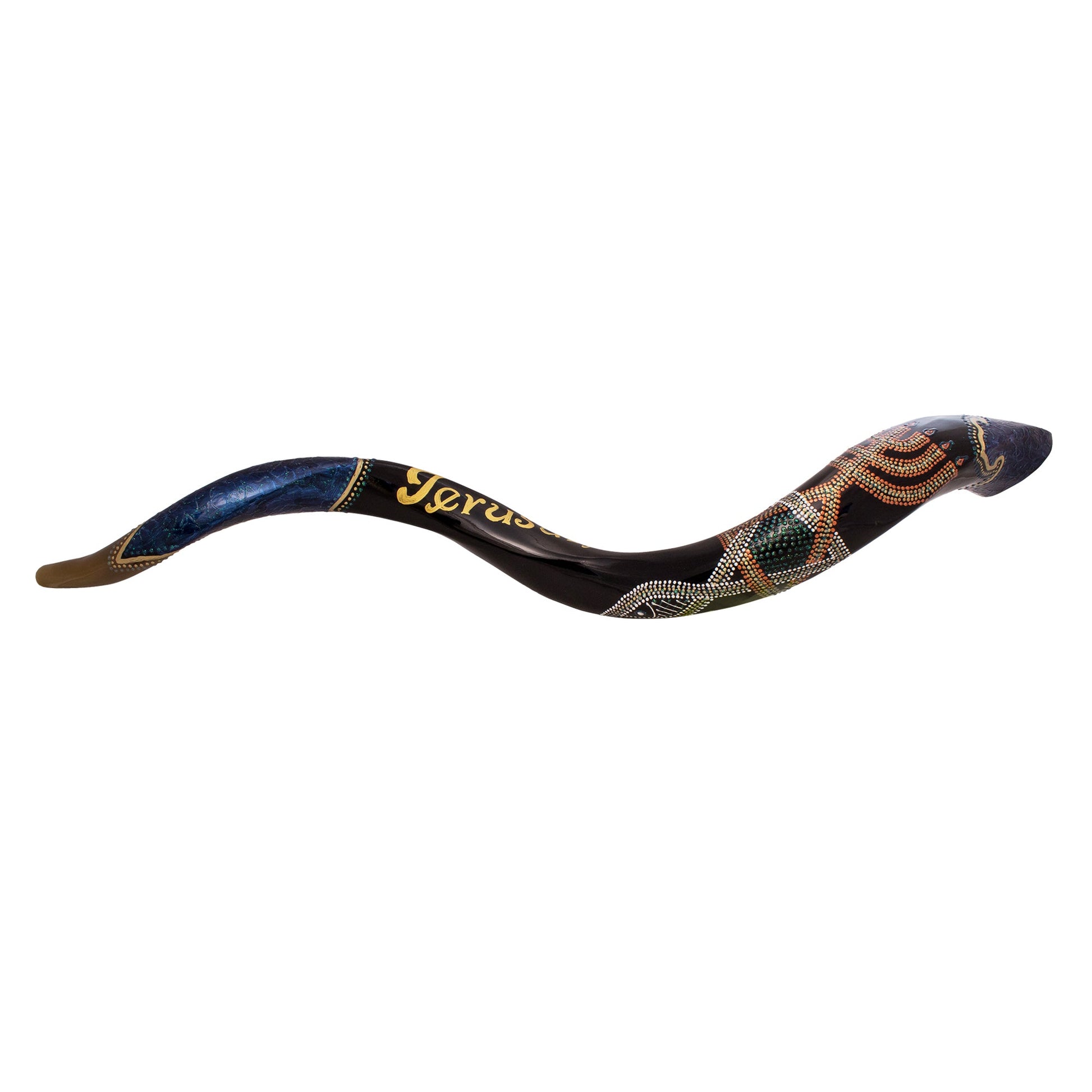 Painted Kudu Shofar “Messianic” Design – Jerusalem Israel - SeasideSPA