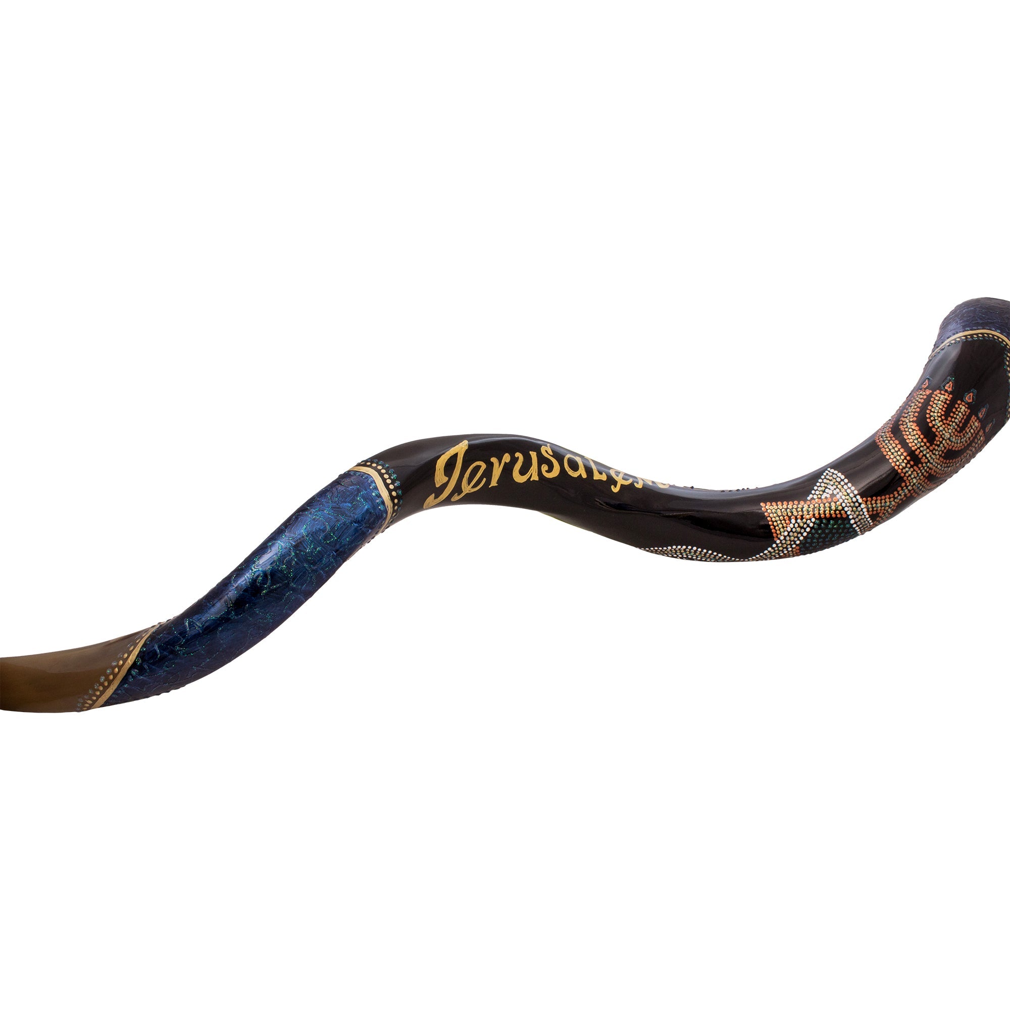 Painted Kudu Shofar “Messianic” Design – Jerusalem Israel - SeasideSPA
