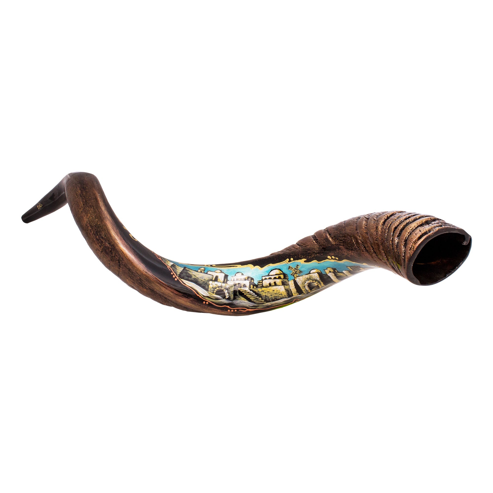 Painted Kudu Shofar Jerusalem Design – 31.5"–35.4" - SeasideSPA