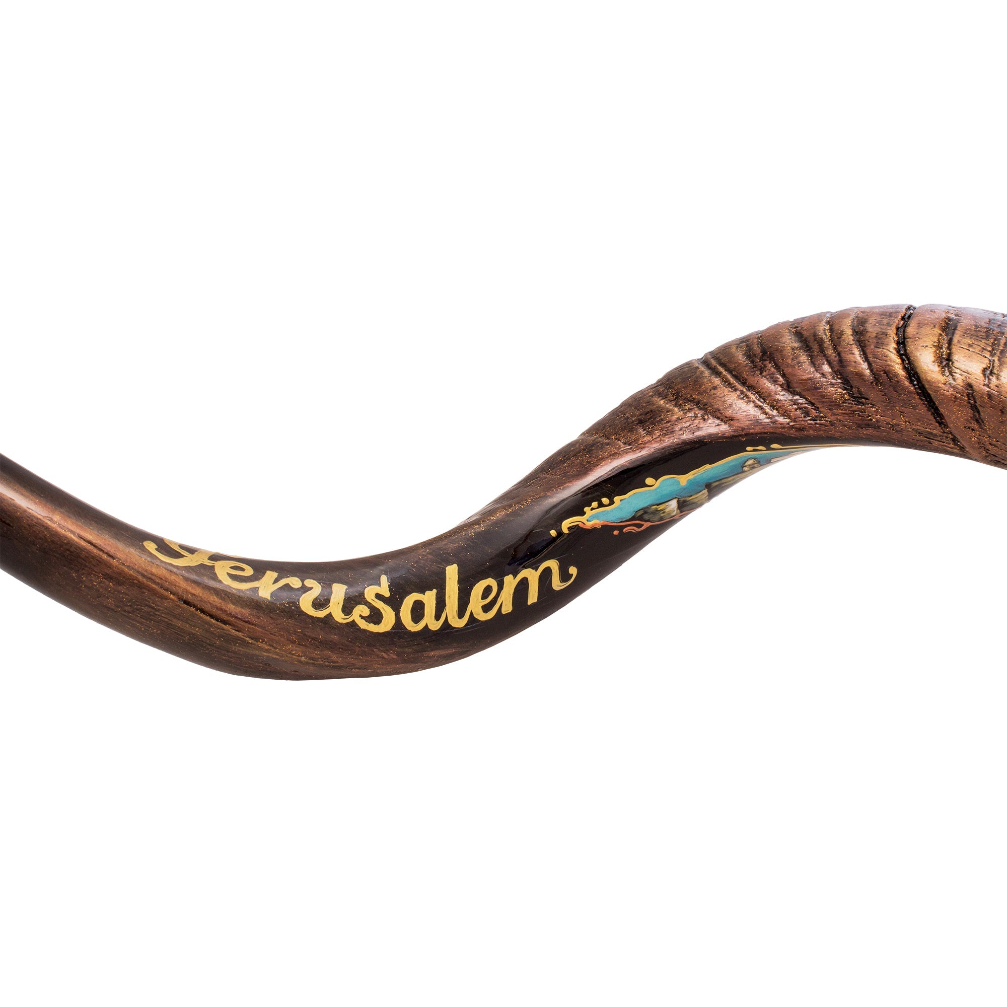Painted Kudu Shofar Jerusalem Design – 31.5"–35.4" - SeasideSPA