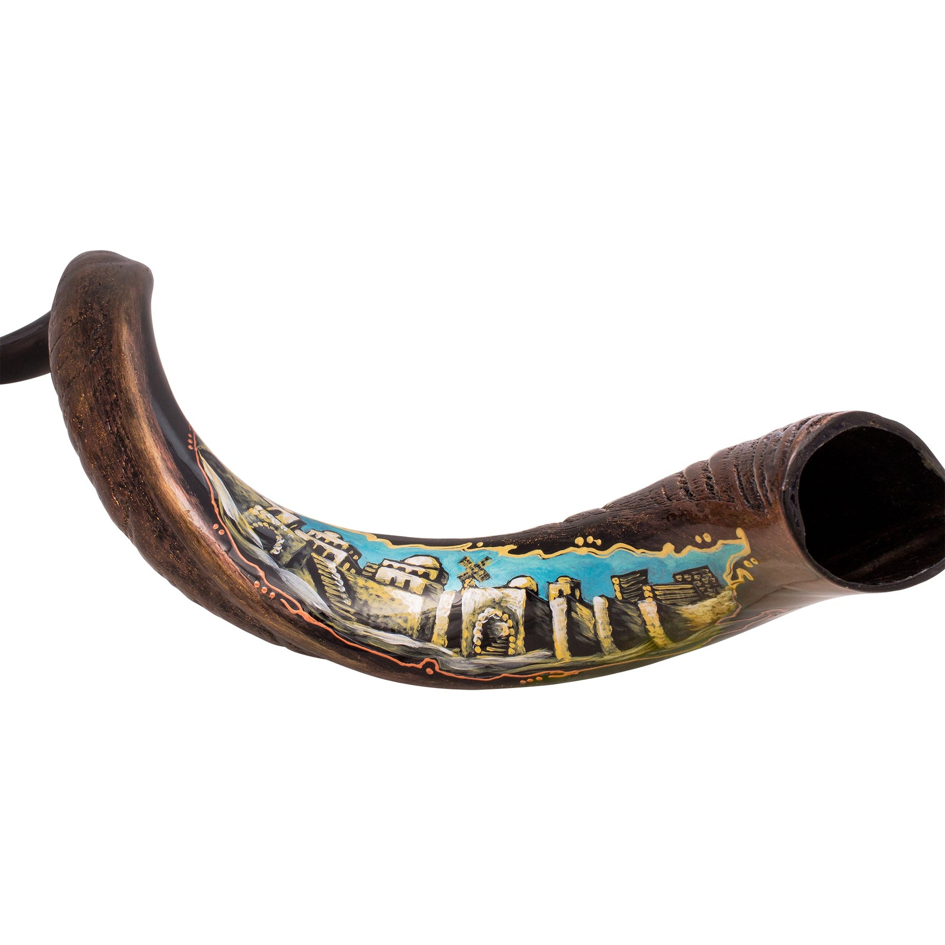 Painted Kudu Shofar Jerusalem Design – 31.5"–35.4" - SeasideSPA