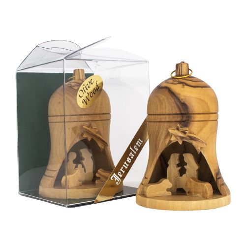 Olive Wood Bell Nativity Ornament – Handmade Christmas Decoration - SeasideSPA