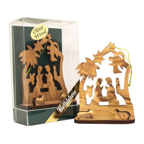 Olive Wood Nativity Scene Christmas Decoration – Handmade Holy Land Ornament - SeasideSPA