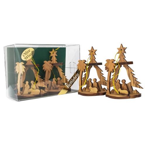 Olive Wood Nativity Christmas Tree Ornaments – Set of 2 - SeasideSPA