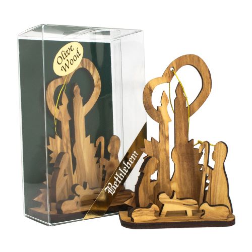 Handmade Olive Wood Nativity Scene Christmas Decoration – 4.1" - SeasideSPA