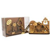 Olive Wood Nativity Scene Statue – Handmade Jesus Birth Sculpture - SeasideSPA