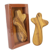 Olive Wood Comfort Cross – Handmade Christian Prayer Cross - SeasideSPA