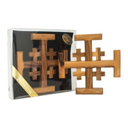 Handmade Jerusalem Cross Olive Wood – Holy Land Cross 3.9" - SeasideSPA