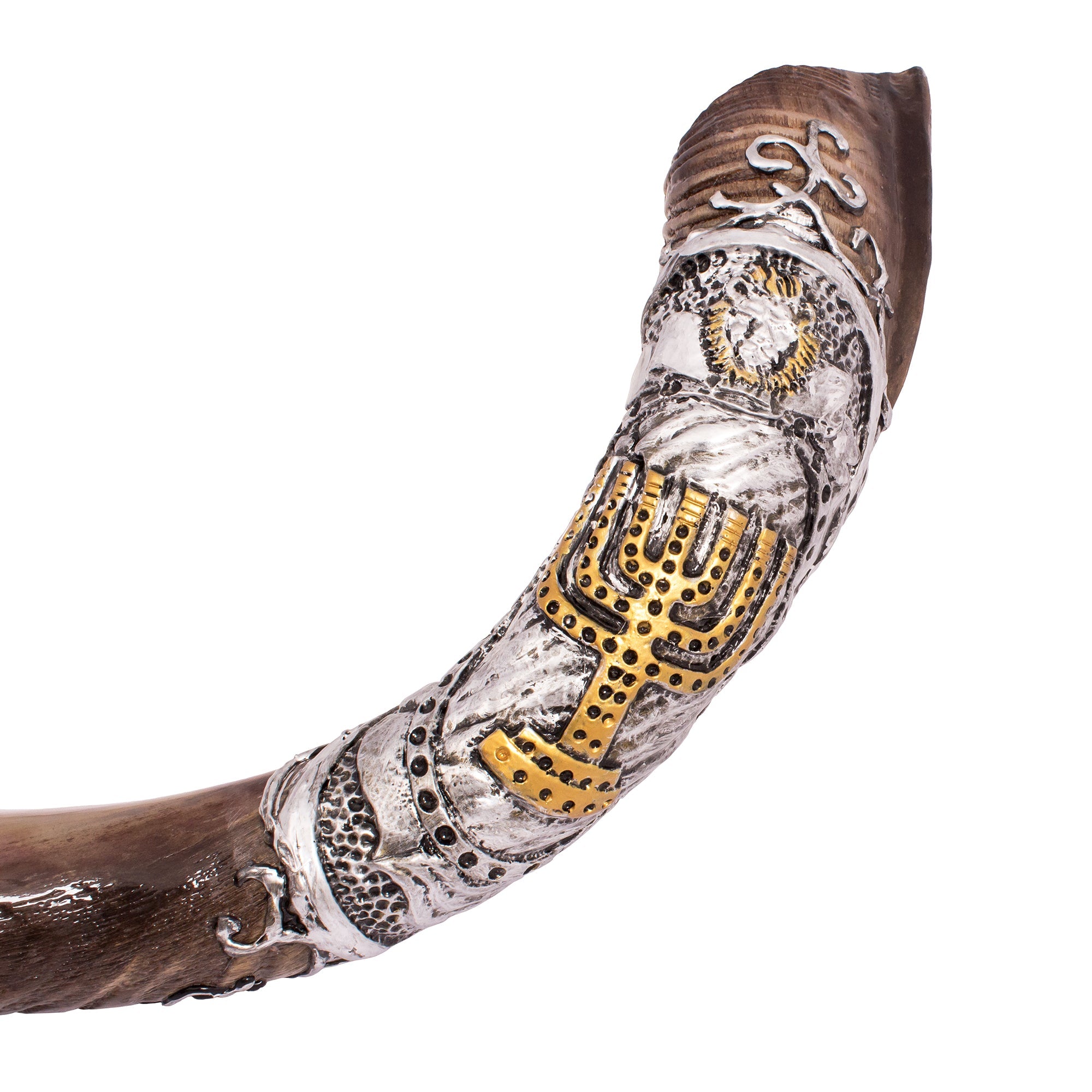 Hand Decorated Temple Menorah Kudu Shofar – 100–104 cm - SeasideSPA