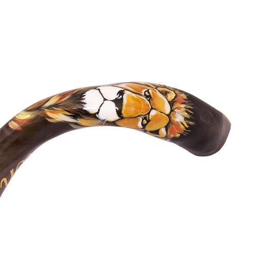Painted Kudu Shofar Lion of Judah – 100–104 cm Jerusalem Shofar - SeasideSPA