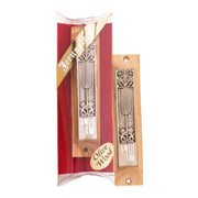 Olive Wood Mezuzah with Lions & Menorah – Shema Israel Door Mezuzah - SeasideSPA