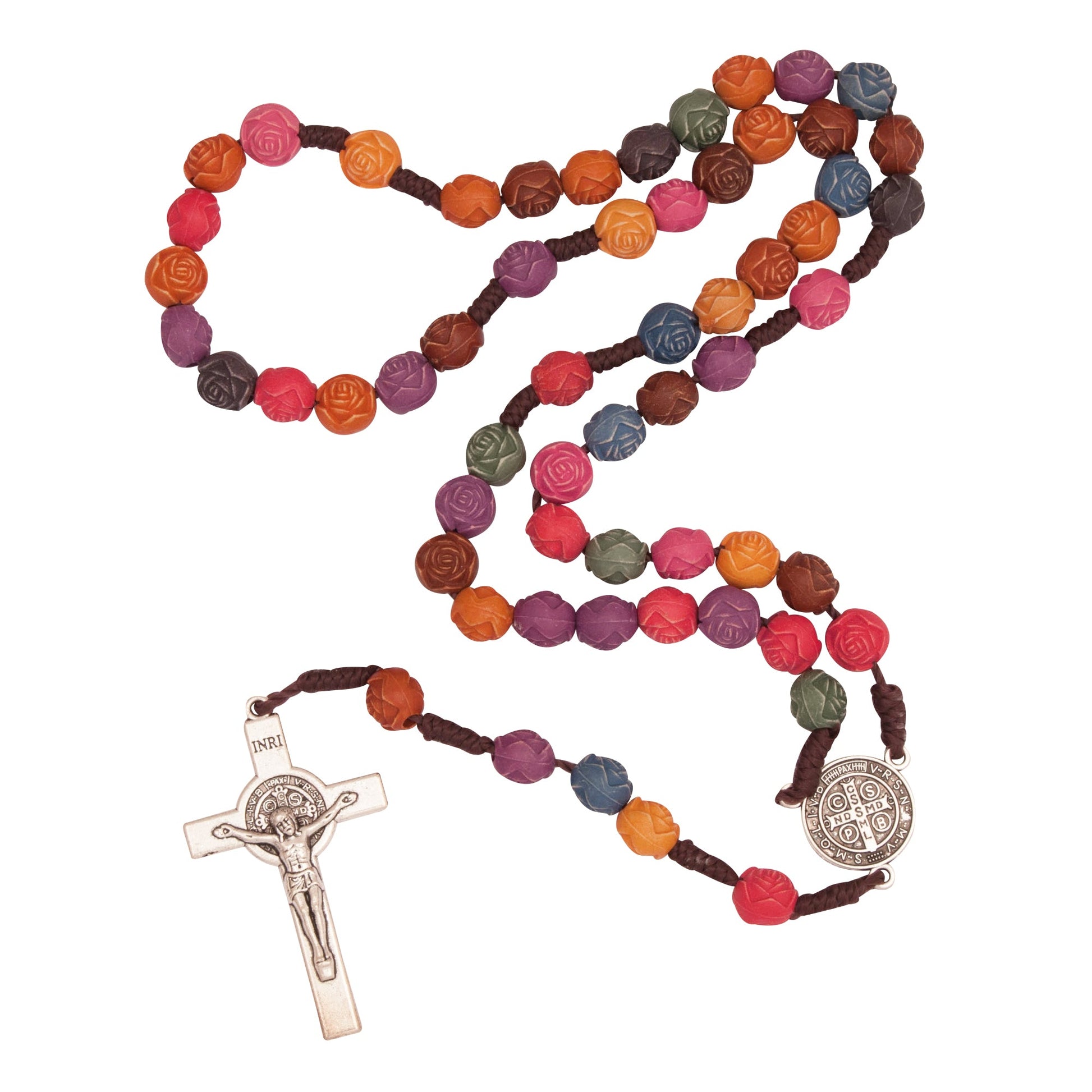 Multicolor Rosary Prayer Beads with Saint Benedict Crucifix - SeasideSPA