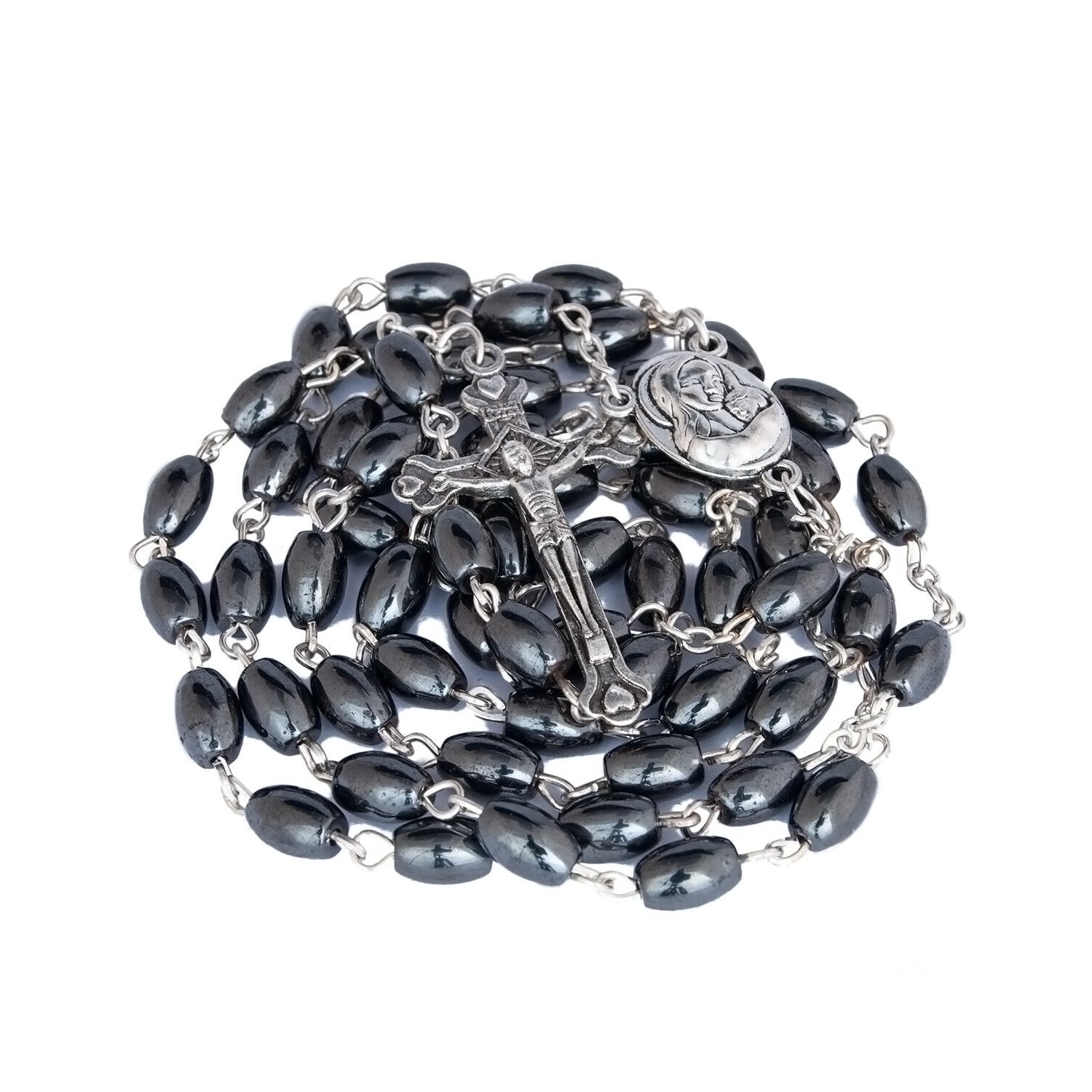 Hematite Rosary Prayer Beads with Crucifix & Holy Soil – Jerusalem - SeasideSPA