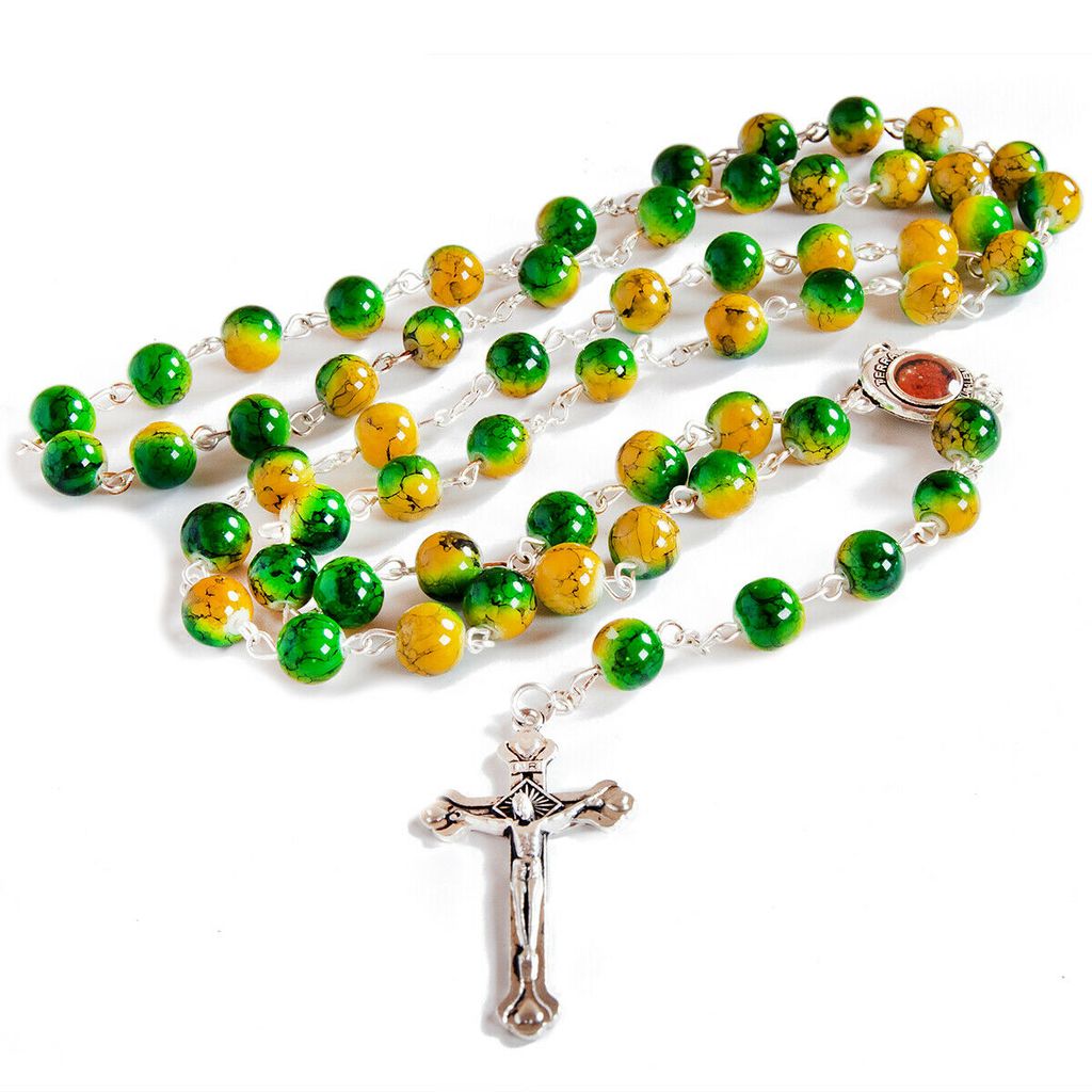 Green Stone Catholic Rosary Beads with Crucifix – Holy Soil Jerusalem - SeasideSPA