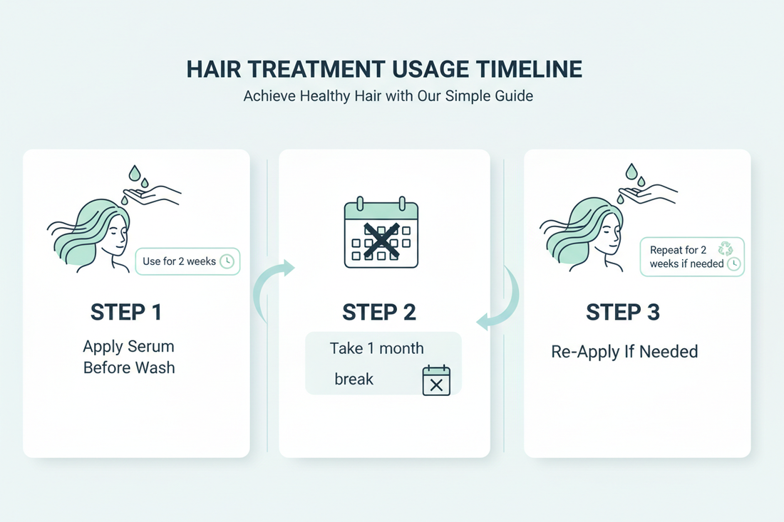  use it before washing your hair for 2 weeks, then take a one-month break, and repeat for another 2 weeks if needed.